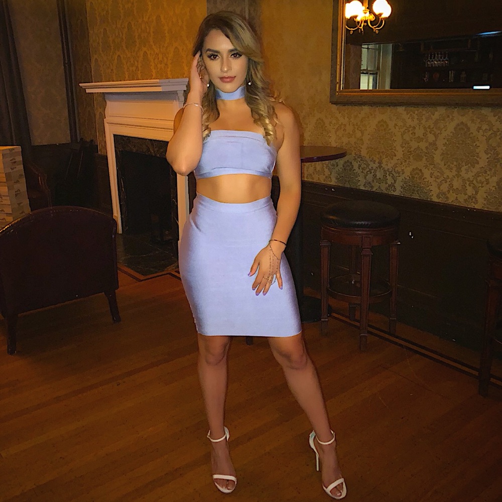 Bandaged Light Blue Two Piece Set